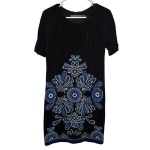Boden Limited Edition - Black and blue pattern sheath dress